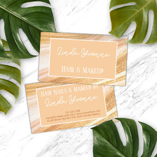 Yellow Gold Beige White Marble Agate Art Pattern Business Card