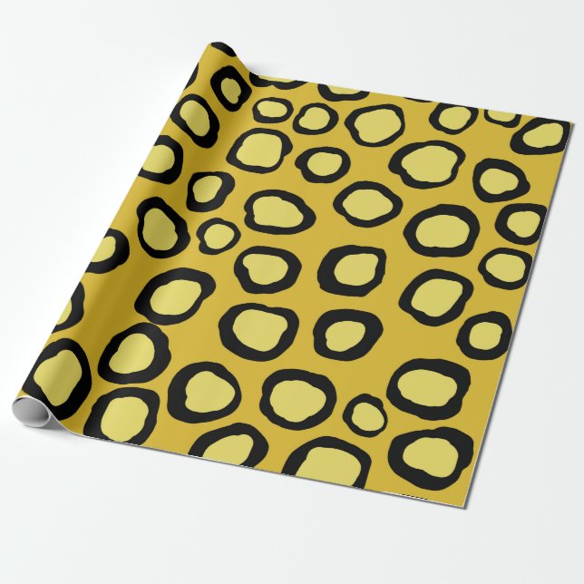 Yellow Gold Black Cheetah Animal  Wrapping Paper (Unrolled)