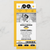 Yellow Gold  Black Football Ticket Wedding Invite (Front/Back)