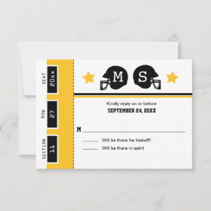 Yellow Gold Black Football Ticket Wedding RSVP