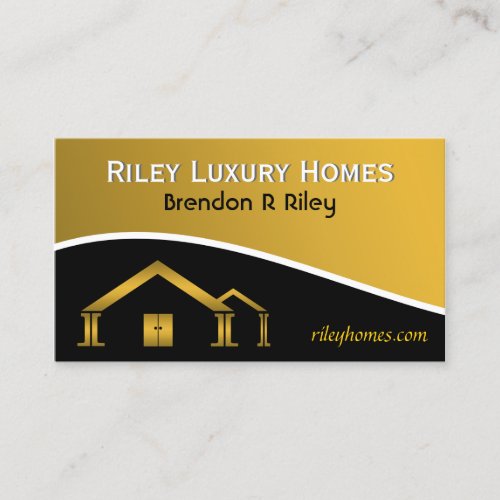 Yellow Gold  Black Home Building  Construction Business Card