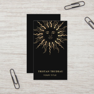 Yellow Gold Black Sun Moon Celestial Business Card