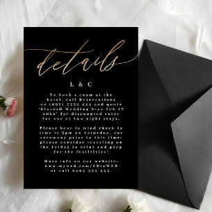 Yellow Gold Black White Calligraphy Modern Wedding RSVP Card