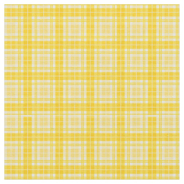 Yellow Gold Bright Gingham Plaid Tartan Fabric (Close Up)
