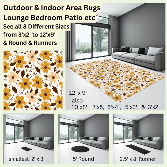 Yellow Gold Brown Floral Flowers Nature Area       Rug (Creator Uploaded)