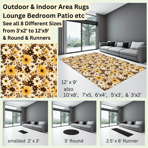 Yellow Gold Brown Floral Flowers Nature Area       Rug