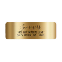yellow gold Brushed Metal Script Address