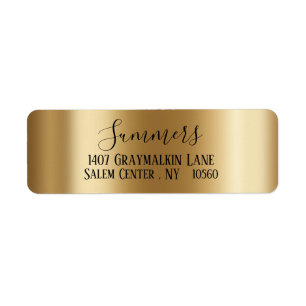 yellow gold Brushed Metal Script  Address Label