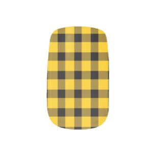 Yellow / Gold Buffalo Country Lumberjack Plaid Minx Nail Art