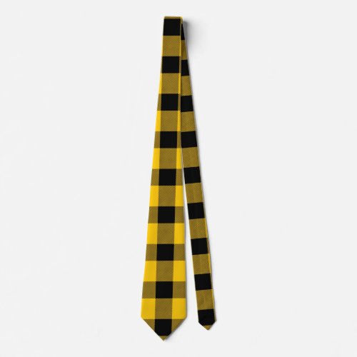 Yellow  Gold Buffalo Country Lumberjack Plaid Neck Tie