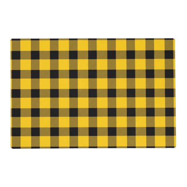 Yellow / Gold Buffalo Country Lumberjack Plaid Placemat (Back)