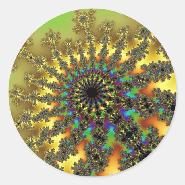 Yellow Gold Burst Large Round Stickers (Front)