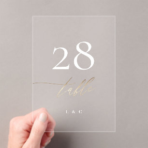 Yellow Gold Calligraphy Acrylic Arch Table Numbers