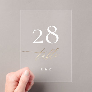 Yellow Gold Calligraphy Acrylic Arch Table Numbers