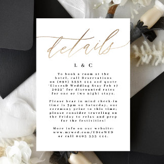 Yellow Gold Calligraphy Modern Wedding Enclosure RSVP Card
