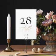 Yellow Gold Calligraphy Modern Wedding Table Number at Zazzle