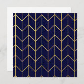 Yellow Gold Chevron Navy Blue Modern Chic (Front/Back)