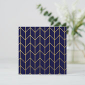 Yellow Gold Chevron Navy Blue Modern Chic (Standing Front)