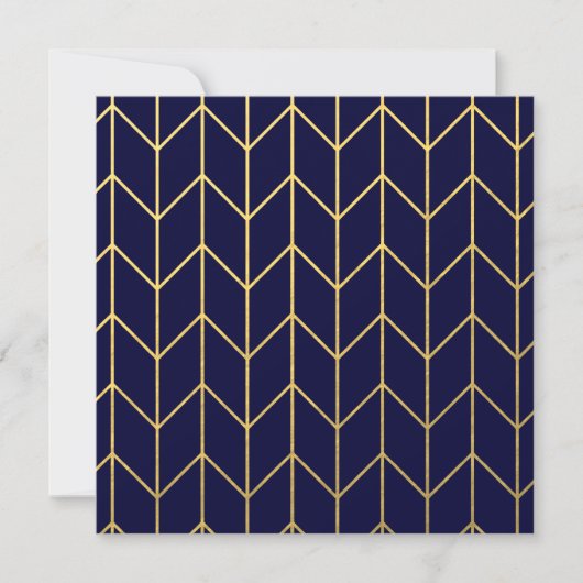 Yellow Gold Chevron Navy Blue Modern Chic (Front)