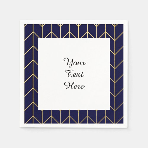 Yellow Gold Chevron Navy Blue Modern Chic Paper Napkins