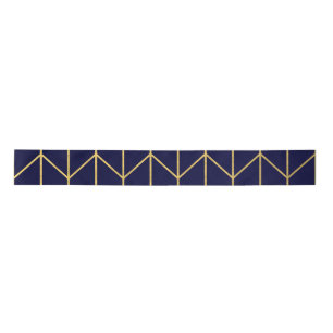 Yellow Gold Chevron Navy Blue Modern Chic Satin Ribbon