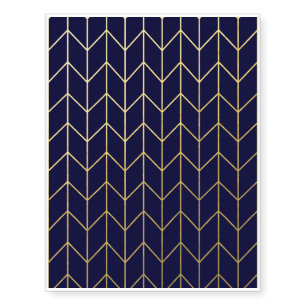 Yellow Gold Chevron Navy Blue Modern Chic Temporary Tattoos