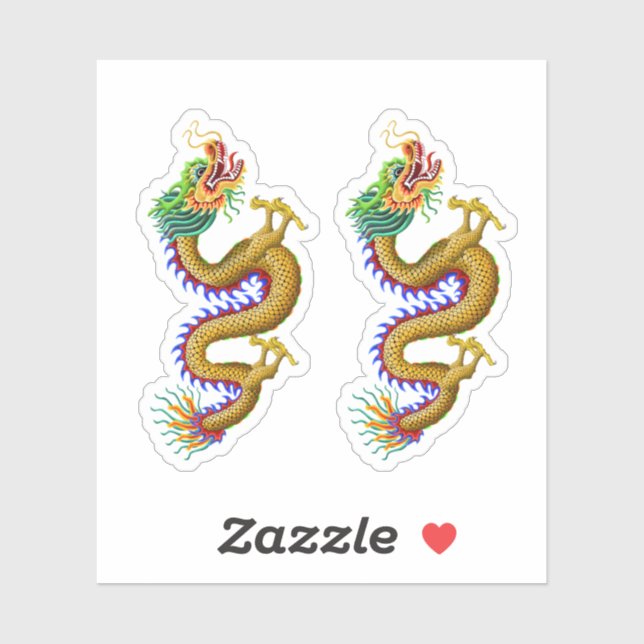 Yellow/Gold Chinese Dragon Sticker (Sheet)
