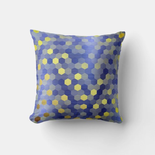 Yellow Gold Cobalt Sapphire Blue Hexagon Mustard Throw Pillow