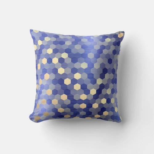 Yellow Gold Cobalt Sapphire Blue Hexagon VIP1 Throw Pillow