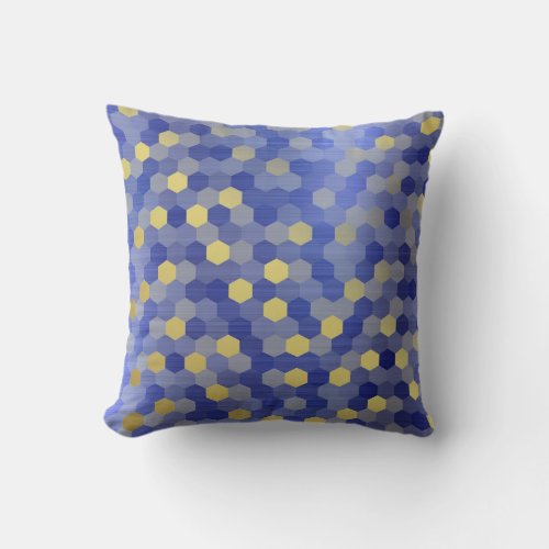 Yellow Gold Cobalt Sapphire Blue Hexagon VIP Throw Pillow