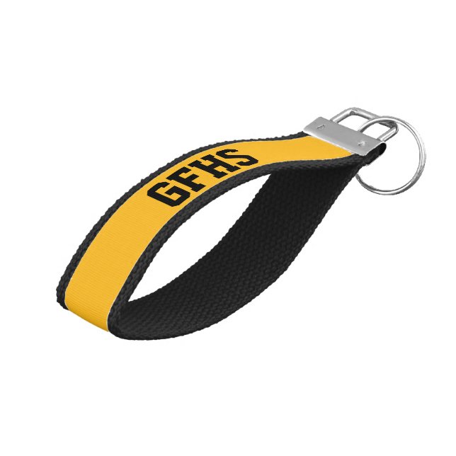 Yellow Gold College or High School Student Wrist Keychain (Angled Up)