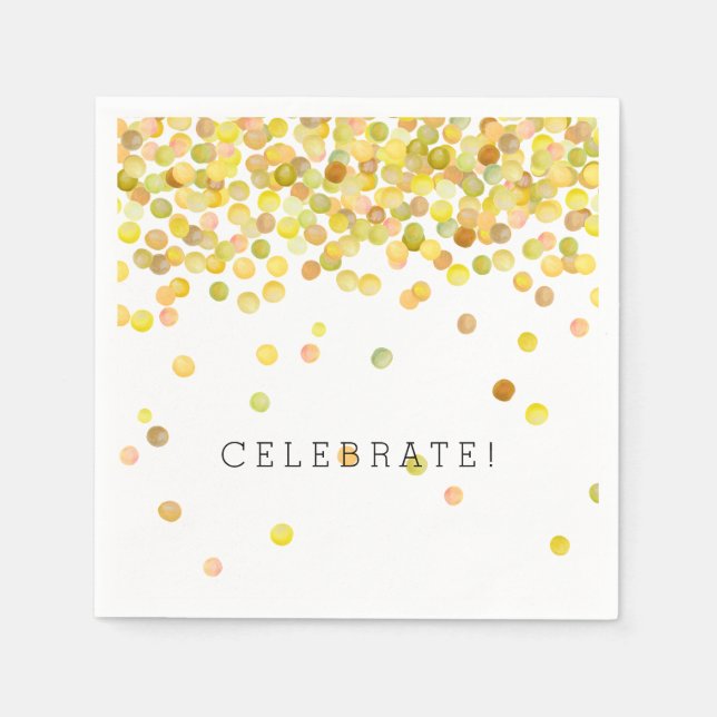 Yellow Gold Confetti Dots Paper Napkins (Front)