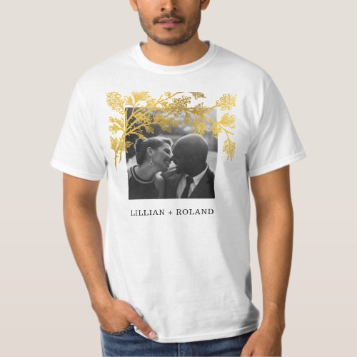 Yellow  Gold Couple Photo Rustic Collage T_Shirt