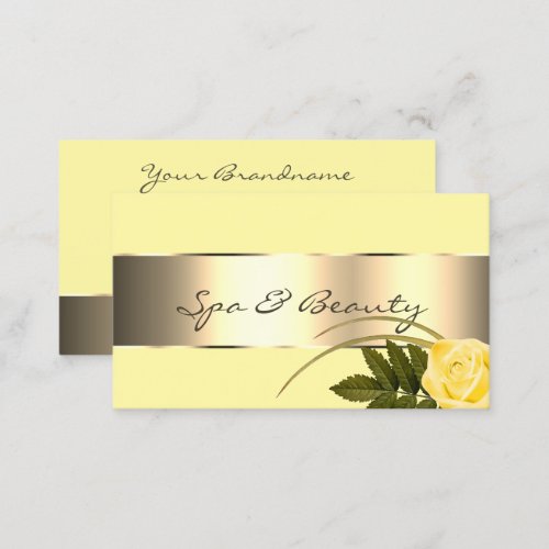 Yellow Gold Decor Cute Rose Flower Modern Floral Business Card