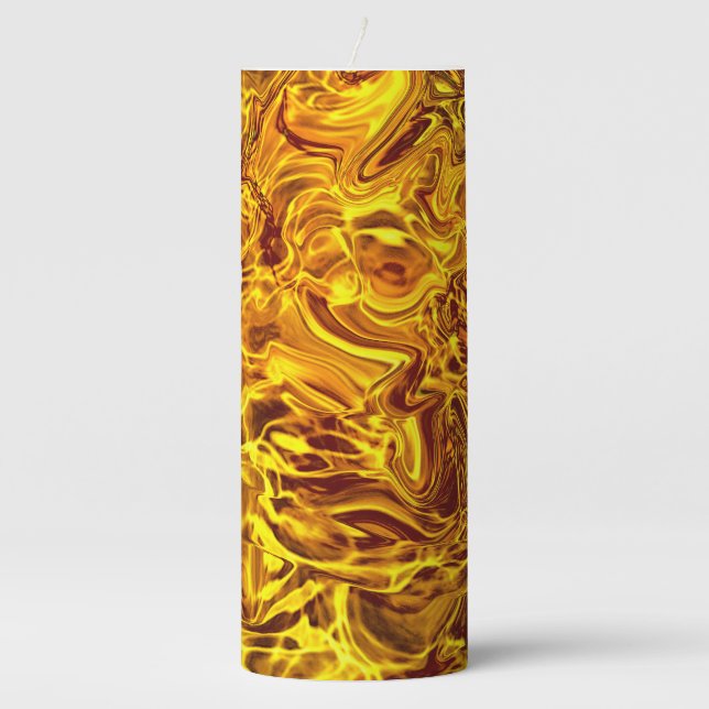 yellow gold design pillar candle (Front)