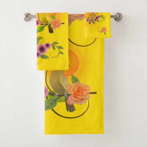 Yellow Gold _ Dew Drops  Sunshine Bath Towel Set