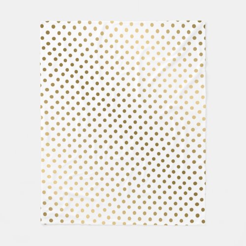 Yellow Gold Dots Pattern On White Background Fleece Blanket