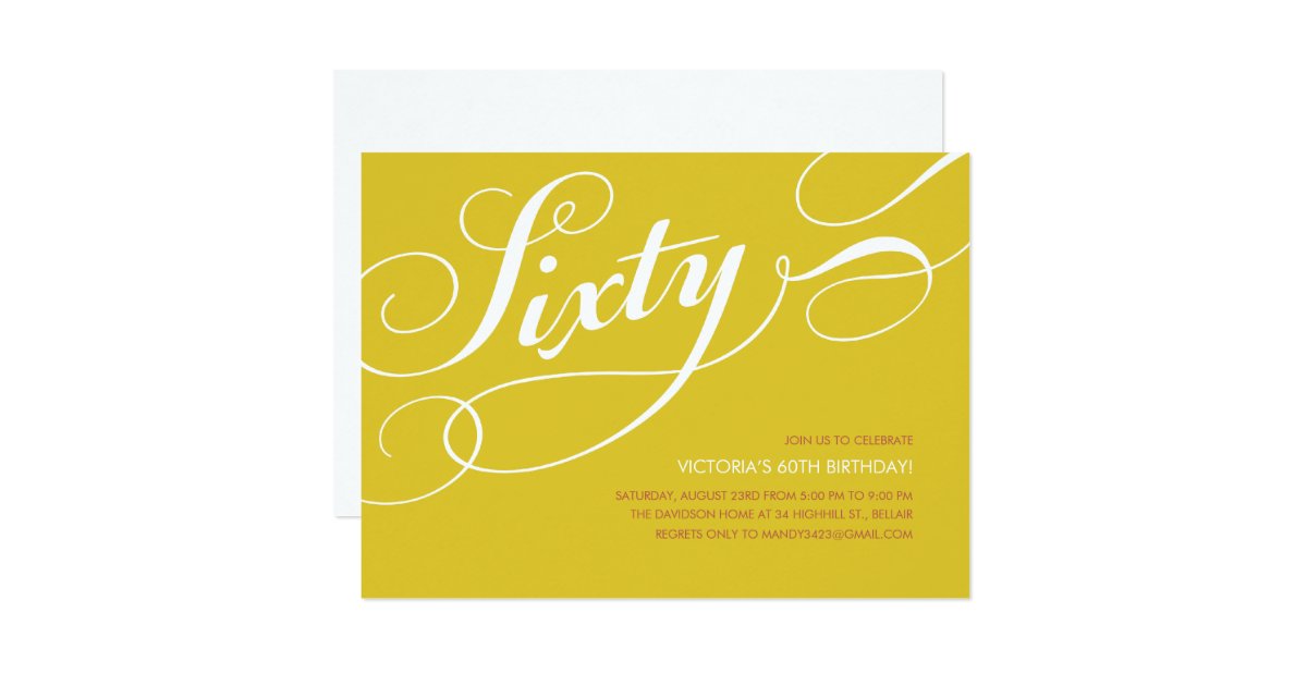 Yellow Gold Elegant 60th Birthday Invitations | Zazzle