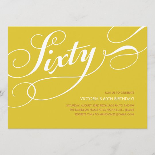 Yellow Gold Elegant 60th Birthday Invitations | Zazzle.com