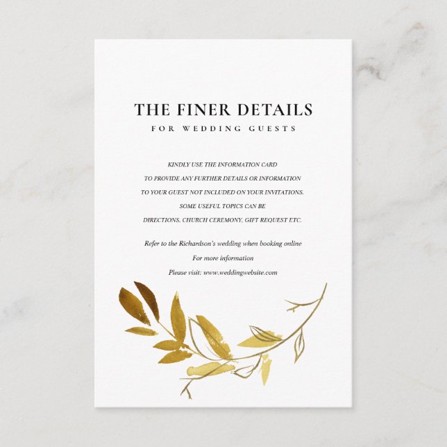 YELLOW GOLD FAUNA WATERCOLOR WREATH WEDDING DETAIL ENCLOSURE CARD (Front)