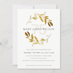 YELLOW GOLD FAUNA WREATH ANY AGE 75 BIRTHDAY CARD