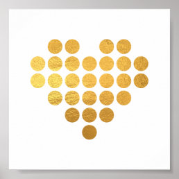 yellow gold faux foil dotted heart poster