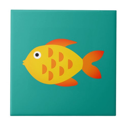 Yellow gold fish cartoon custom decoration ceramic tile