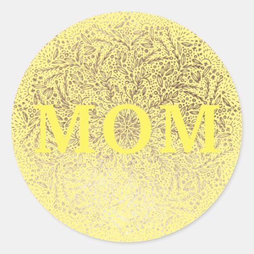 Yellow Gold Floral MOM Formal Elegant Mothers Day Classic Round Sticker