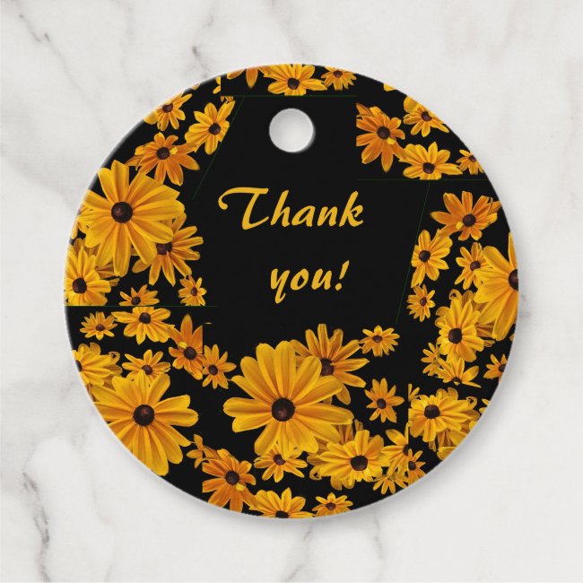 Yellow Gold Flowers Thank You Floral Favor Tags