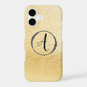*~* Yellow Gold Foil Black Diamond Frame Monogram iPhone 17 Case