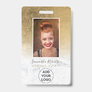 Yellow gold foil marble logo employee photo pass badge