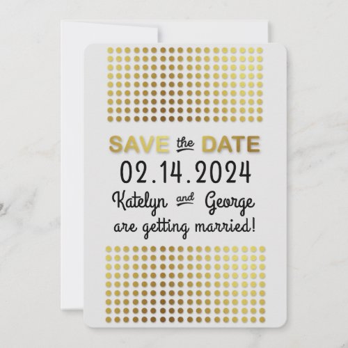 Yellow Gold Foil Style Dotted Save the Date Card