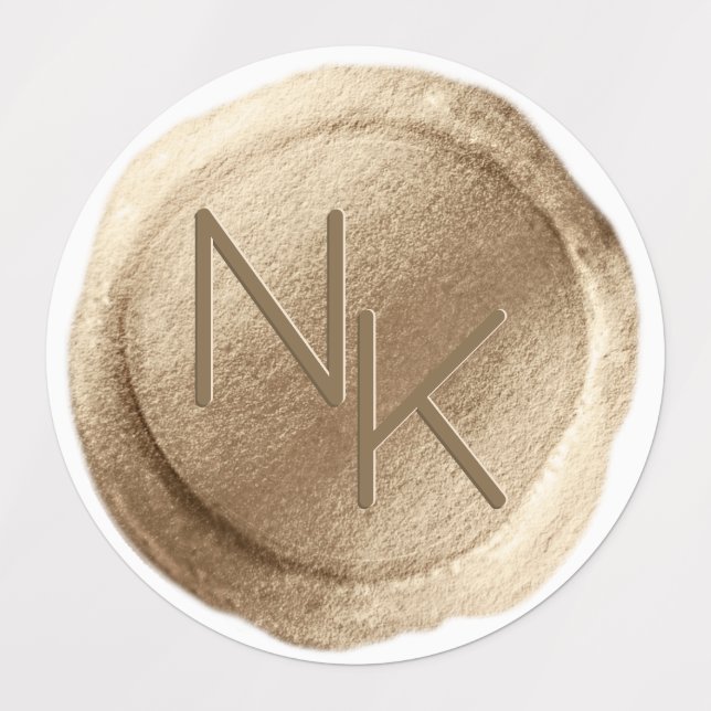 Yellow Gold Foil Wax Seal Initial Wedding Monogram Labels (Design 1)