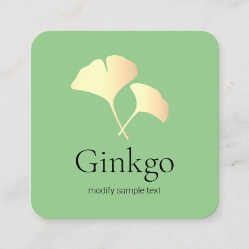 Yellow Gold Ginkgo Leaf Logo Square Business Card